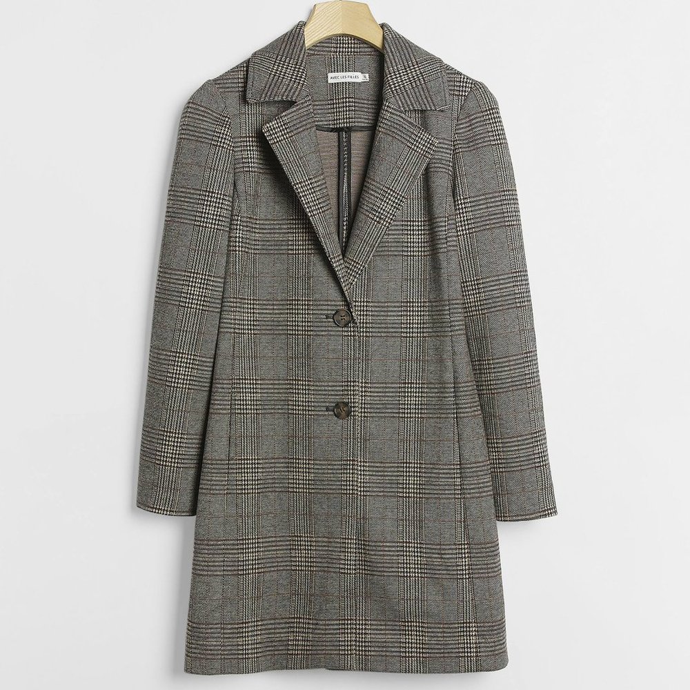 Anthropologie Gray Plaid Blazer